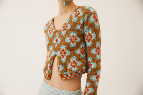Alhena Knit Sweater | Brown & Light Blue