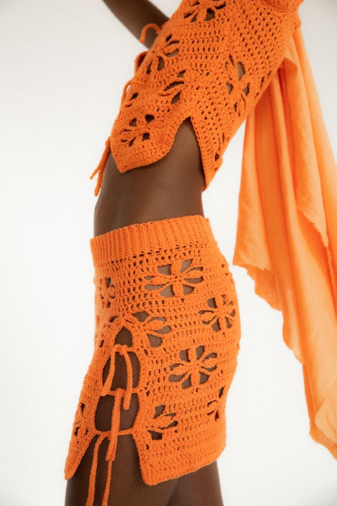 Cat Crochet Skirt | Orange