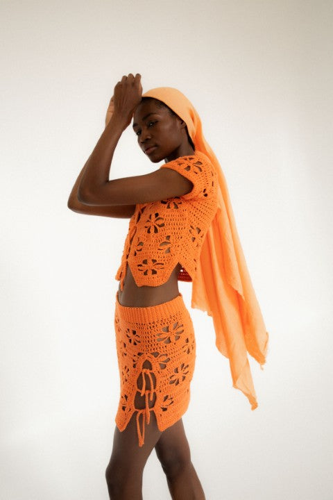 Cat Crochet Skirt | Orange