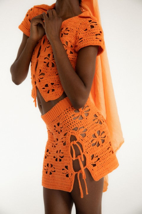 Cat Crochet Skirt | Orange