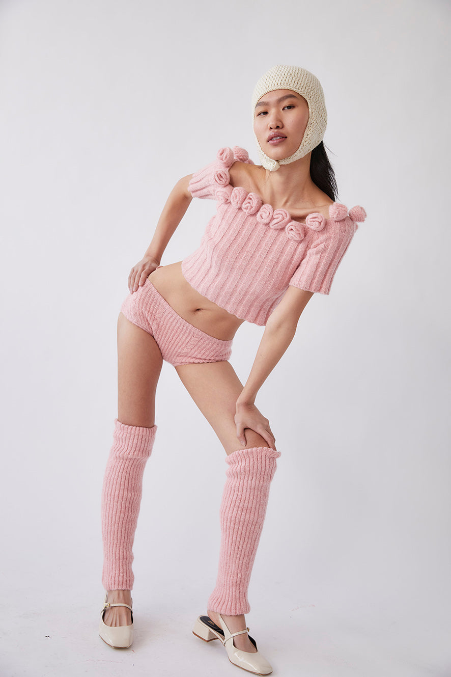 Neus Alpaca Blend Knit Top | Pink