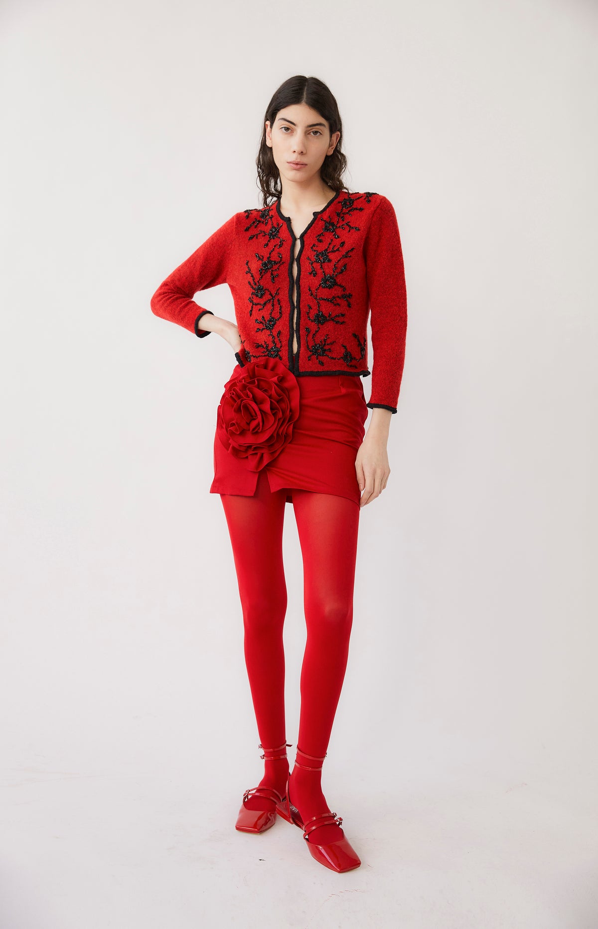 Moira Knit Cardigan | Red