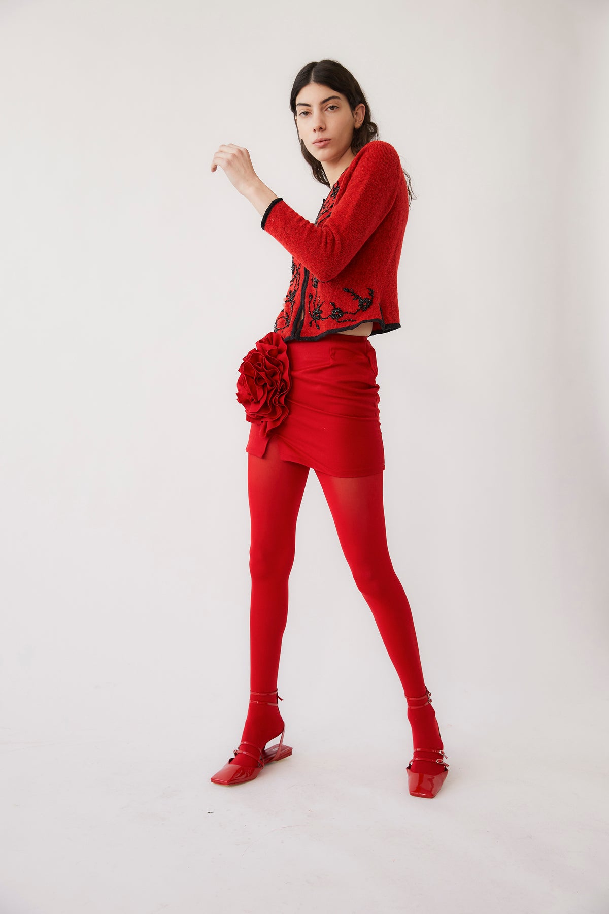 Fabrizia Wool Blend Mini Skirt | Red