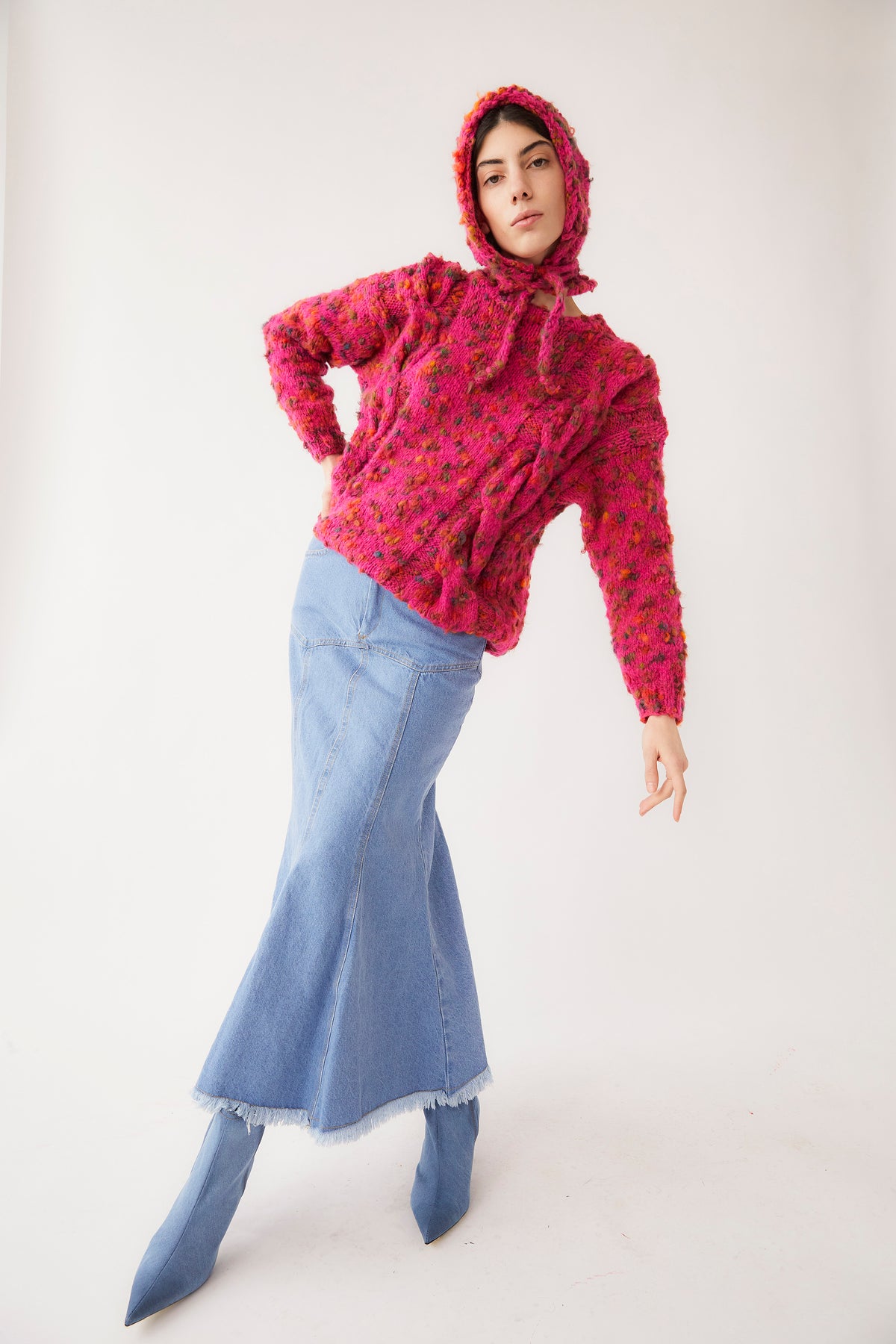 April Knitted Wool Blend Sweater | Fuchsia
