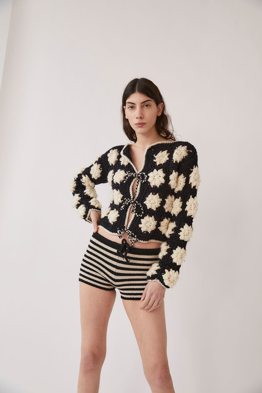 Dana Crochet Cardigan | Black & White