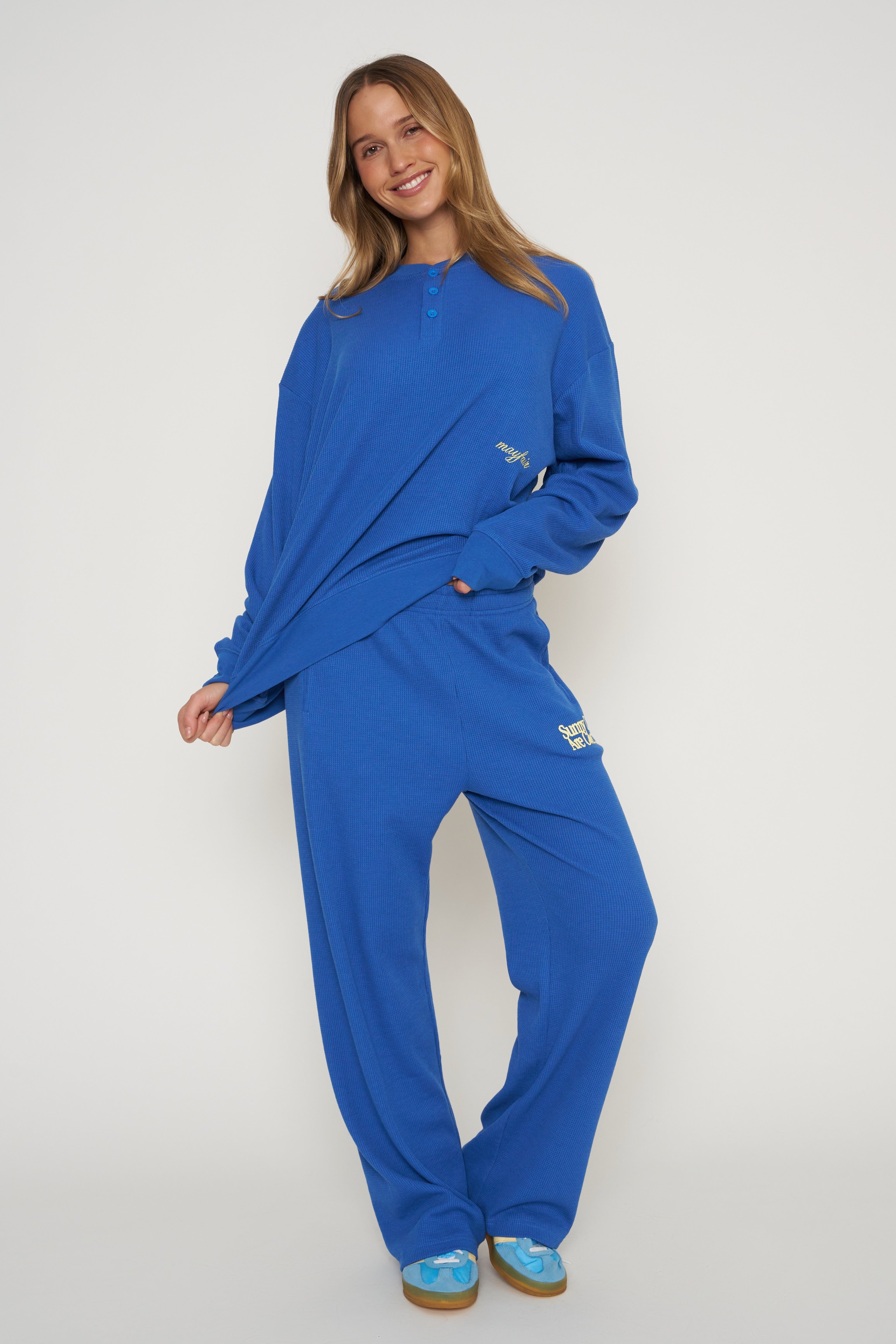 Sunny Days Are Coming Classic Waffle Wide Leg Sweatpants