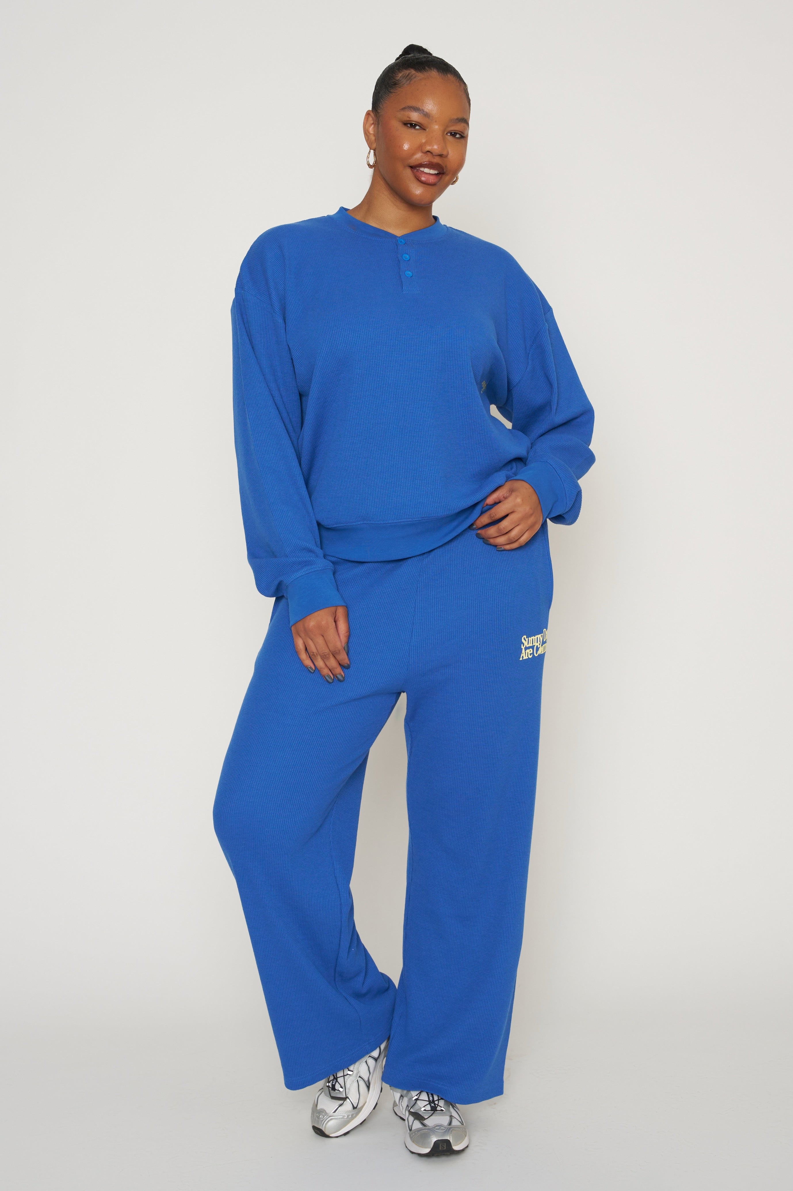 Sunny Days Are Coming Classic Waffle Wide Leg Sweatpants