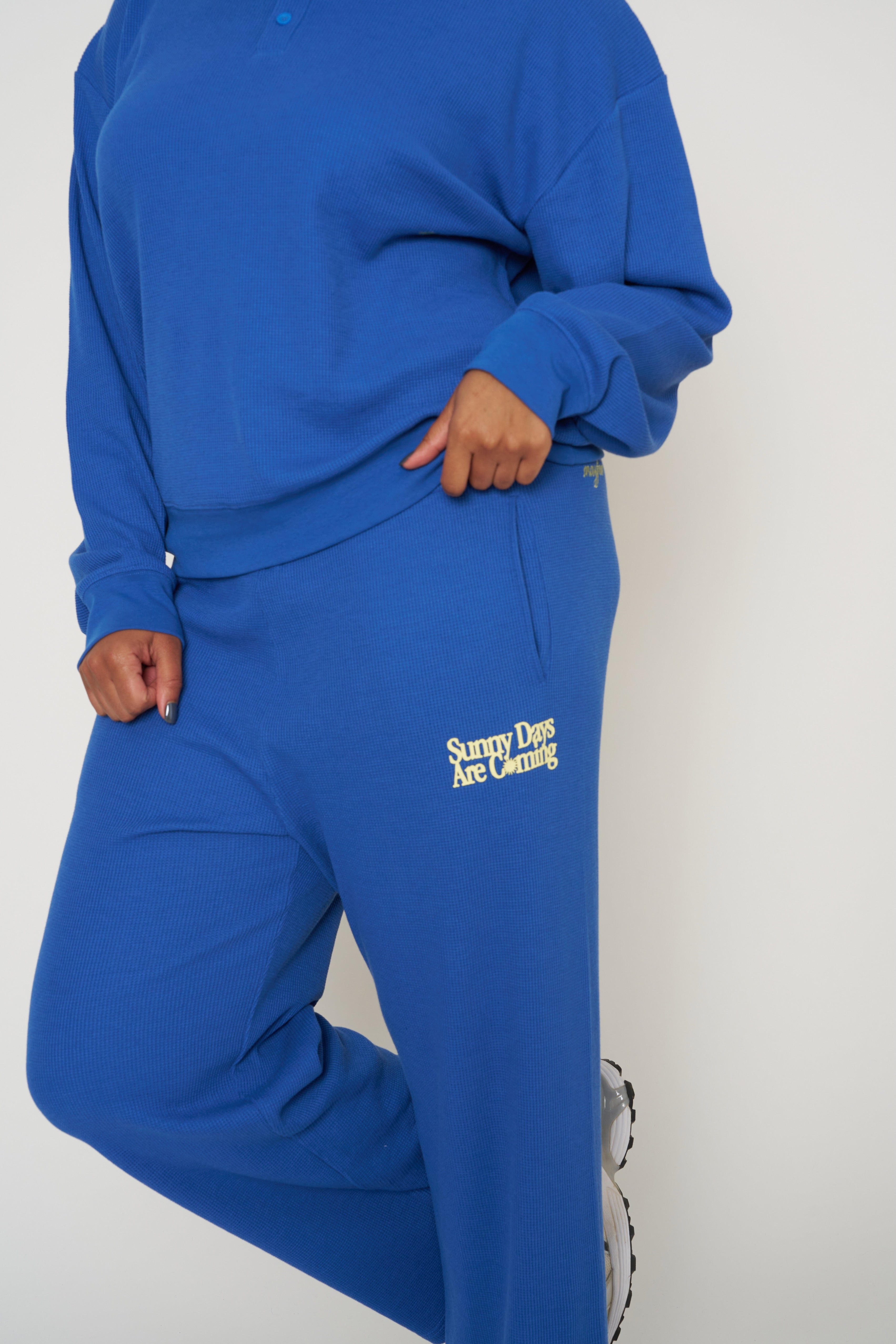 Sunny Days Are Coming Classic Waffle Wide Leg Sweatpants