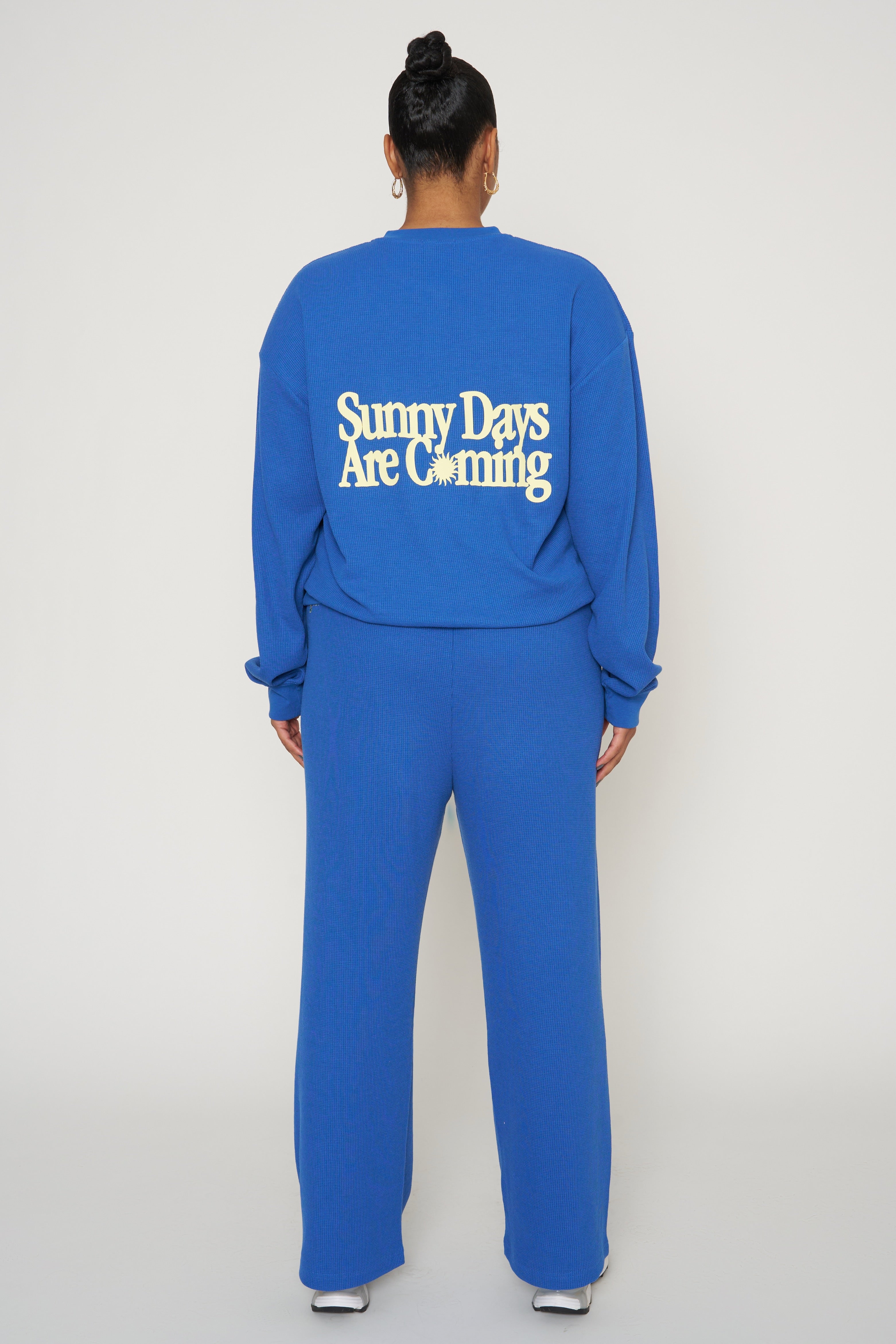 Sunny Days Are Coming Classic Waffle Wide Leg Sweatpants