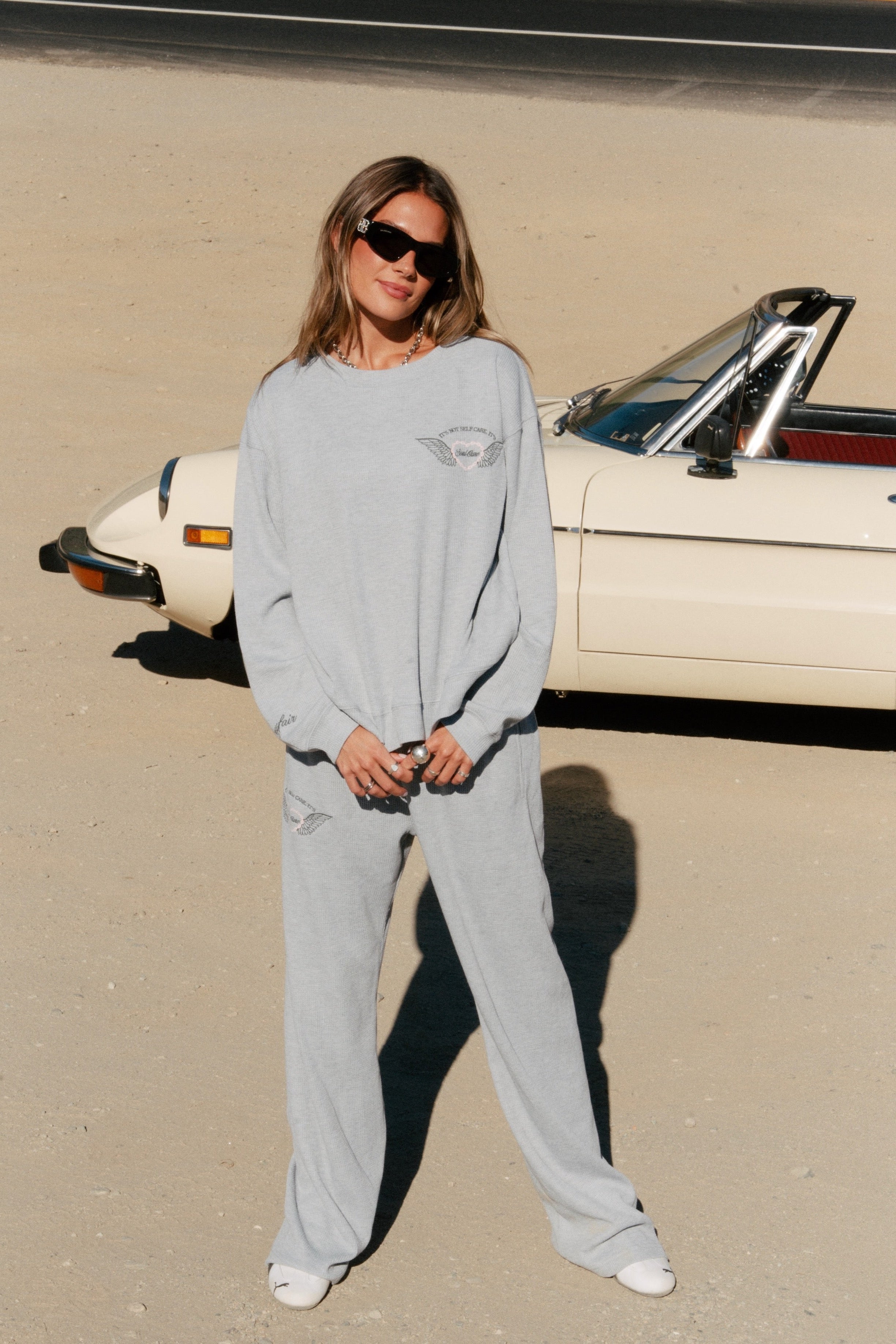 Soul Grey Relaxed Waffle Crewneck