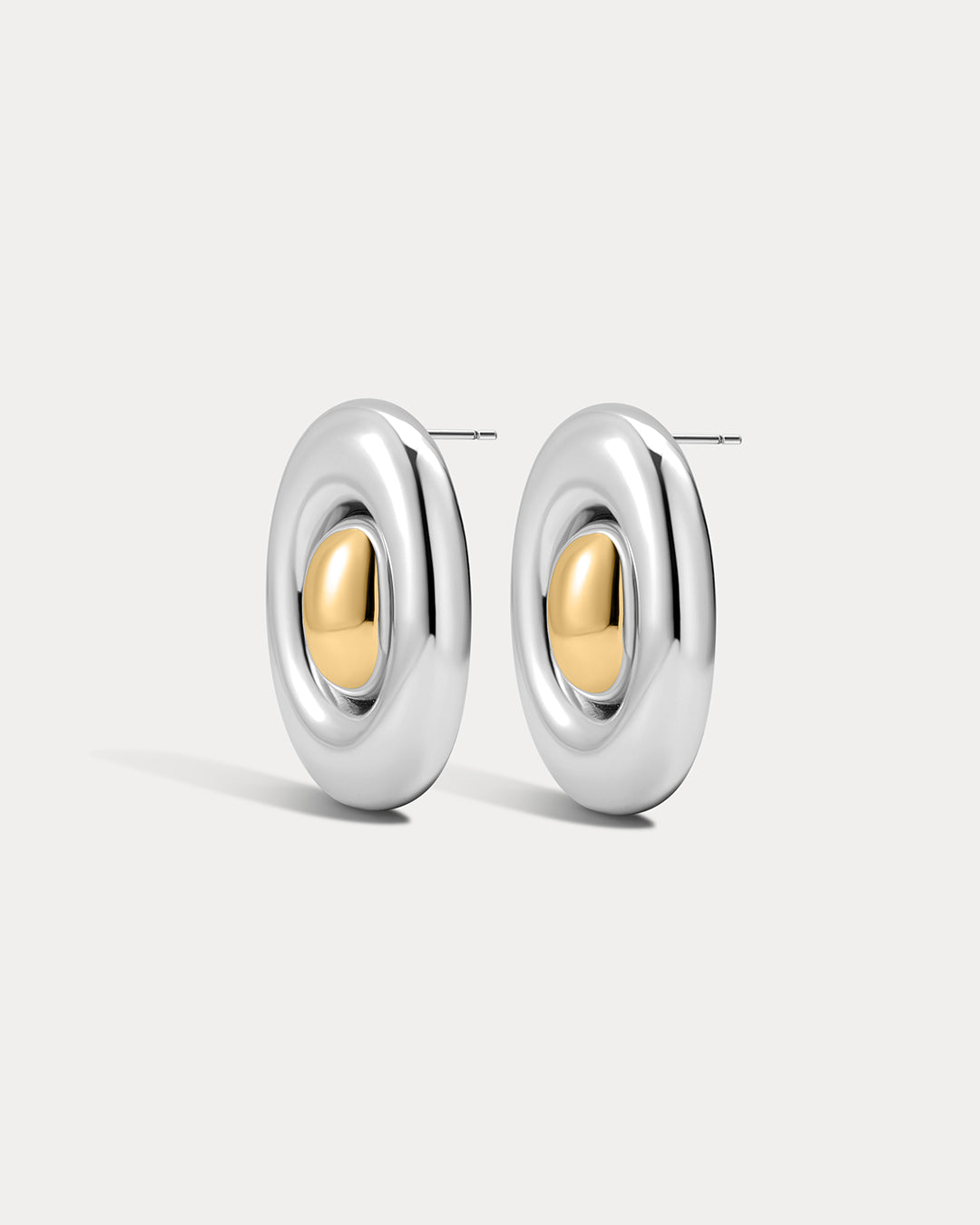 Luv Aj Two Tone Stud Earrings in Silver