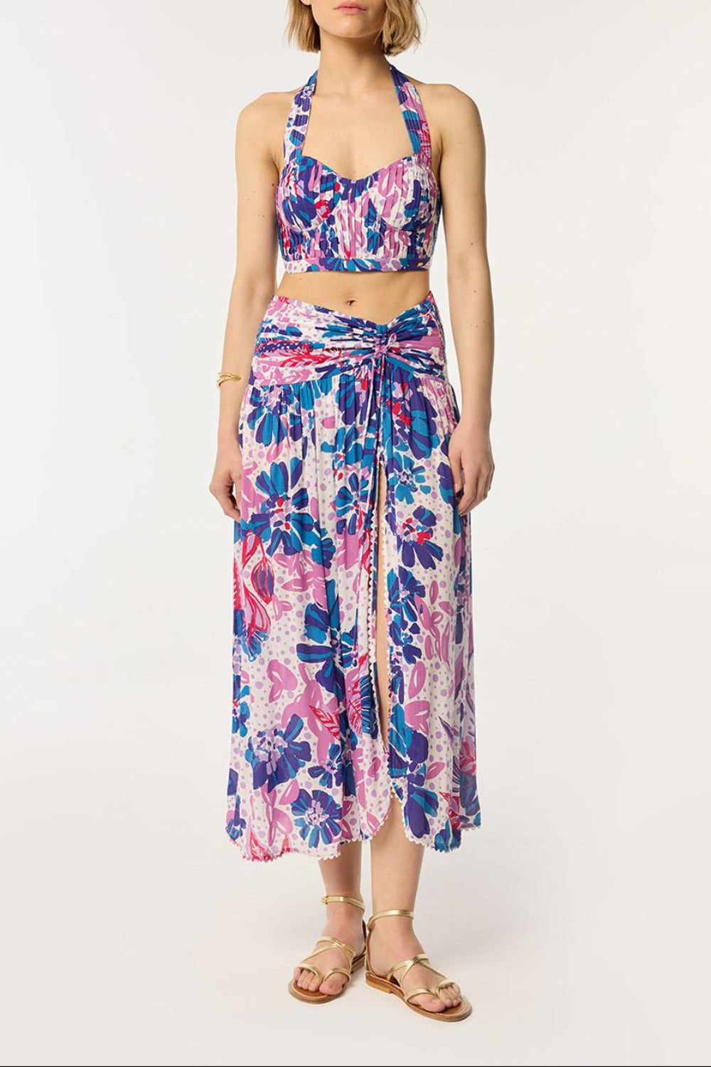 Top Carla - Blue Artistic Flower - Poupette St Barth