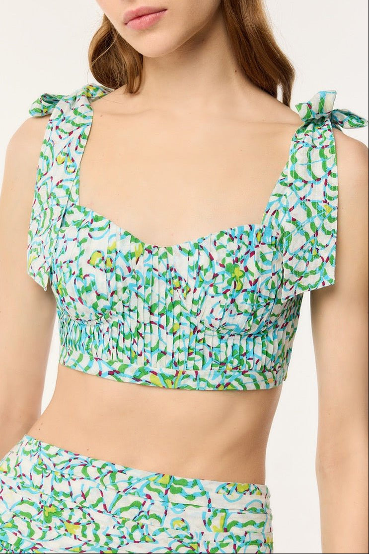Top Carla - Green Wings Flower - Poupette St Barth