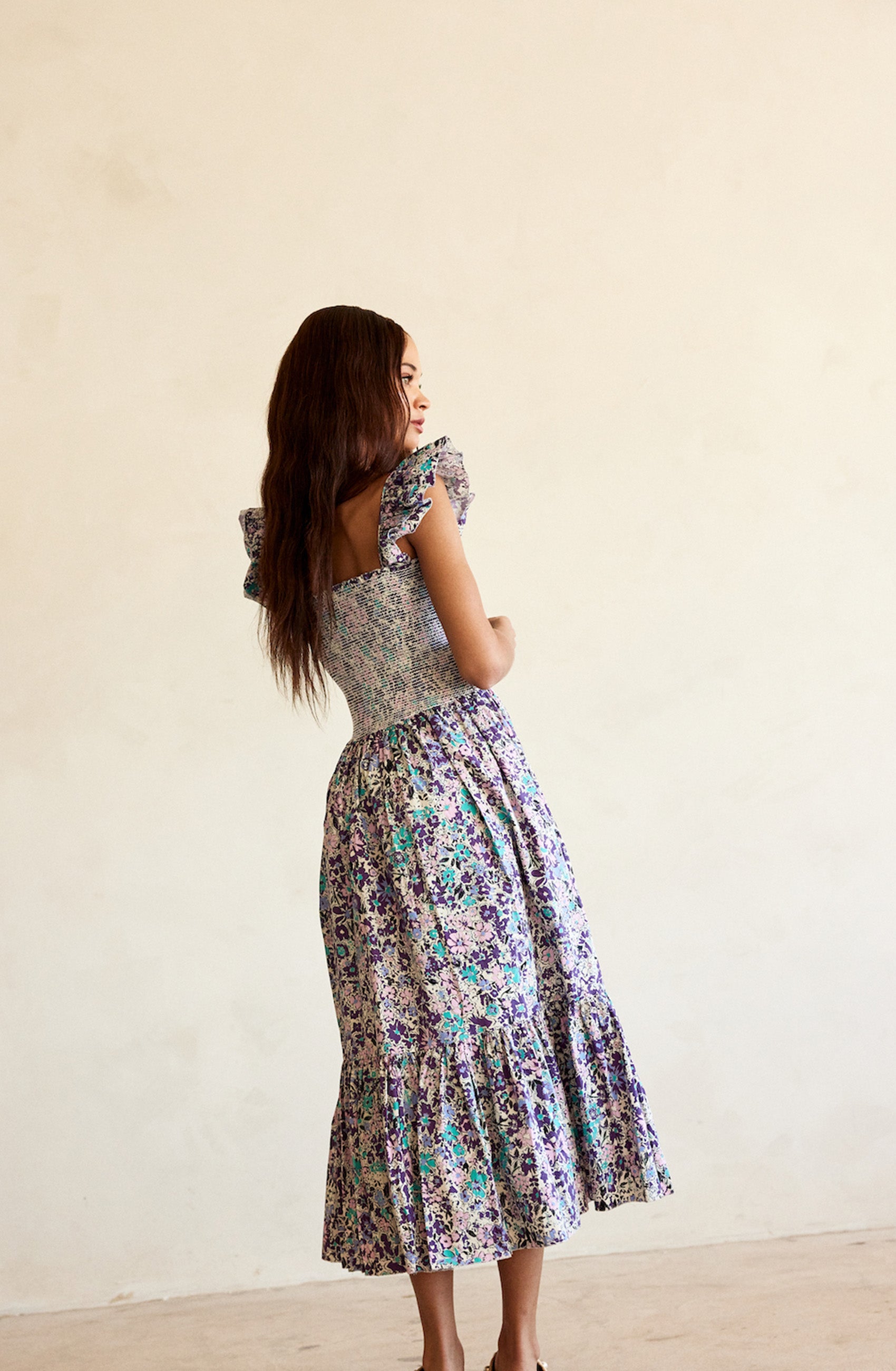 Tyra Ruffle Dress | Eggplant
