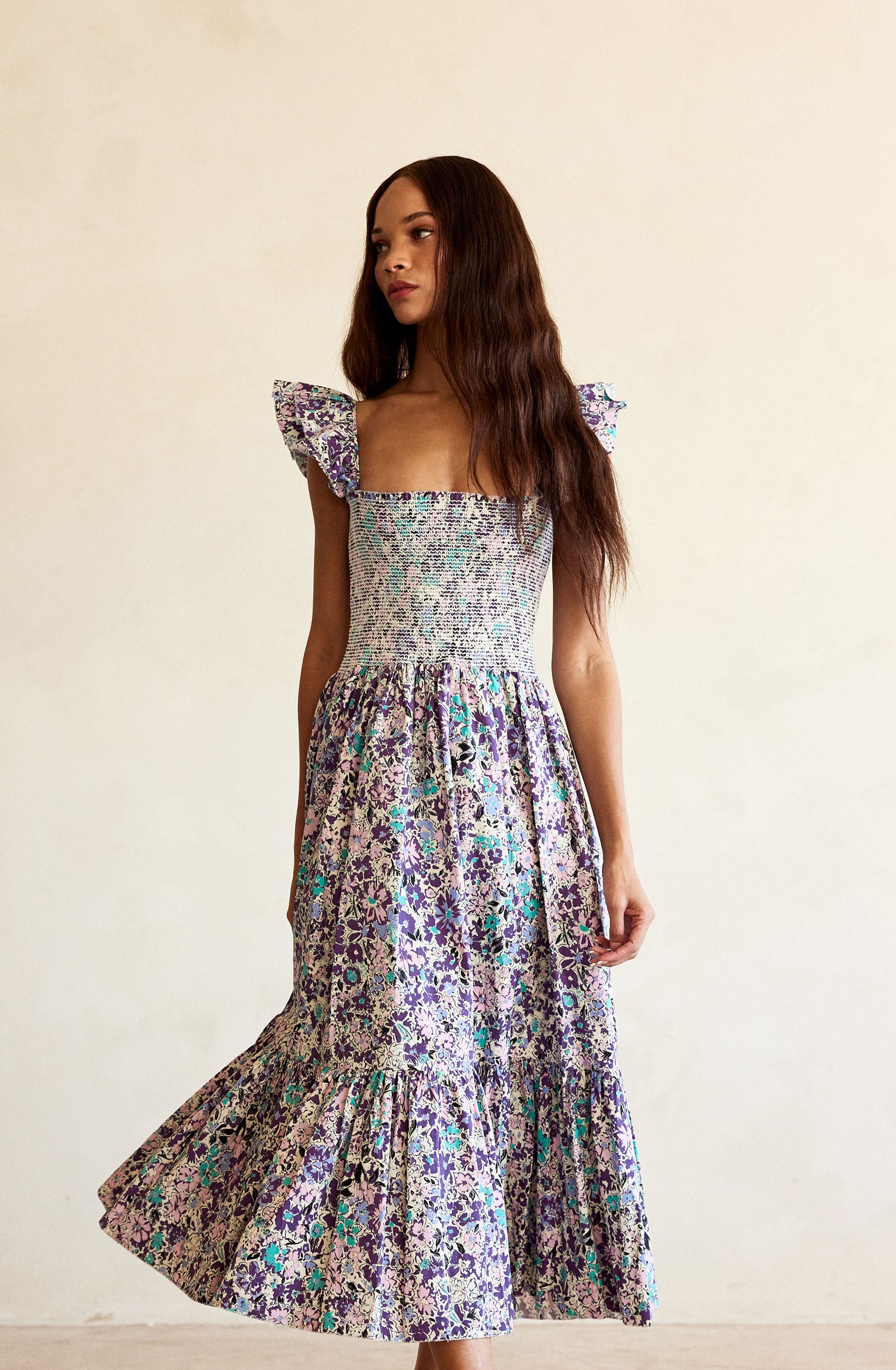Tyra Ruffle Dress | Eggplant