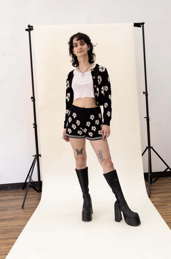 Vera Knit Cardigan | Black  &  White