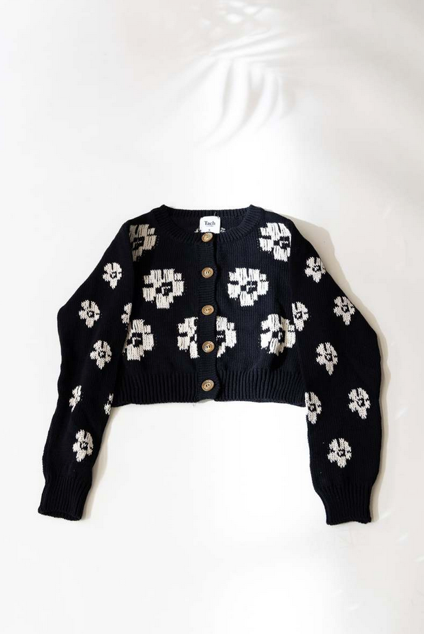 Vera Knit Cardigan | Black  &  White
