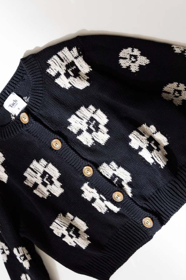 Vera Knit Cardigan | Black  &  White