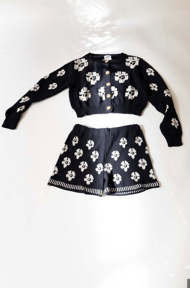 Vera Knit Cardigan | Black  &  White