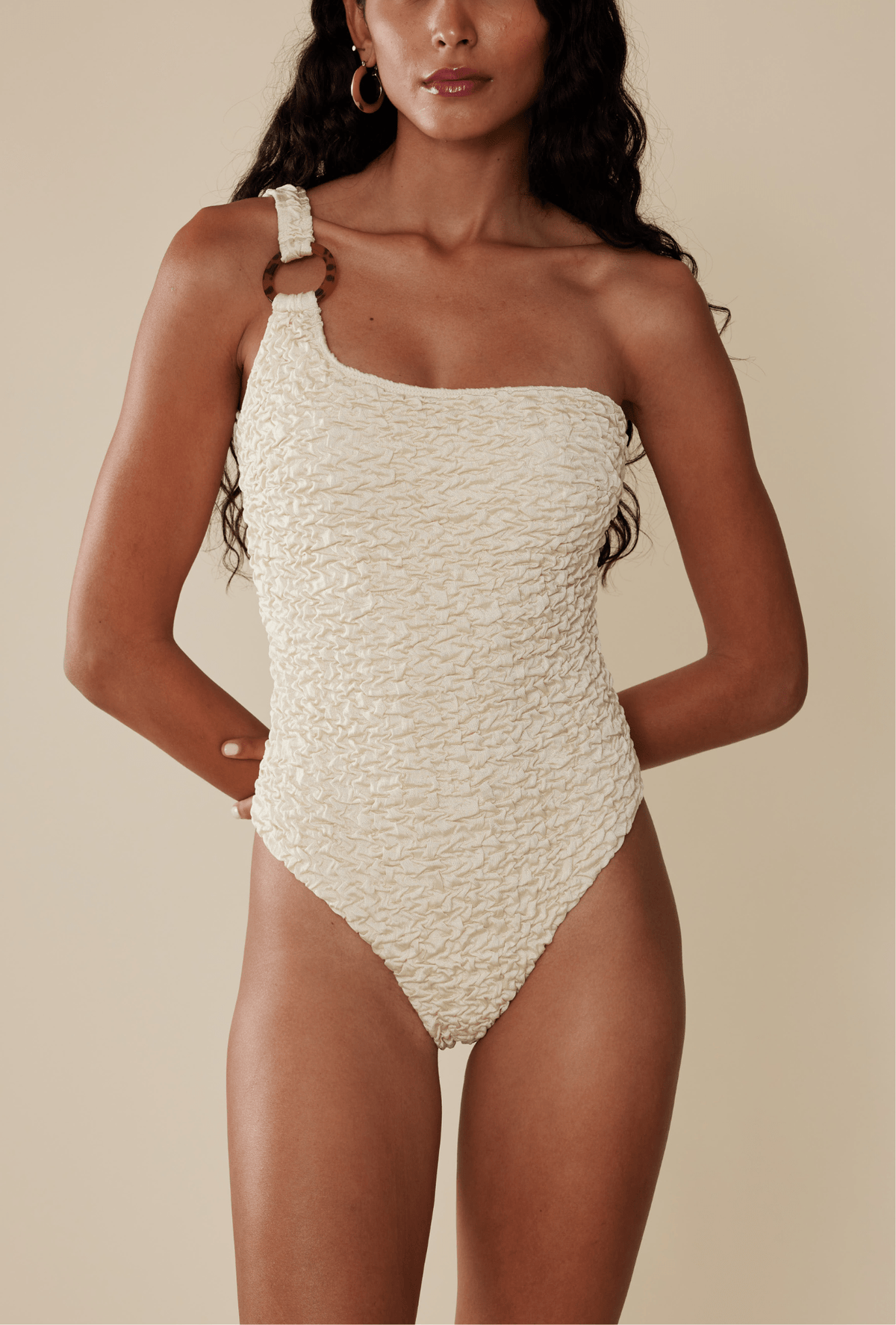 The Jessi One Piece in Ivory Luxe Crinkle