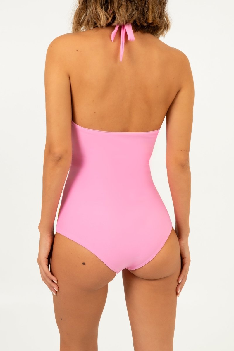 Sirena Cross Over Swimsuit New York Print Pink