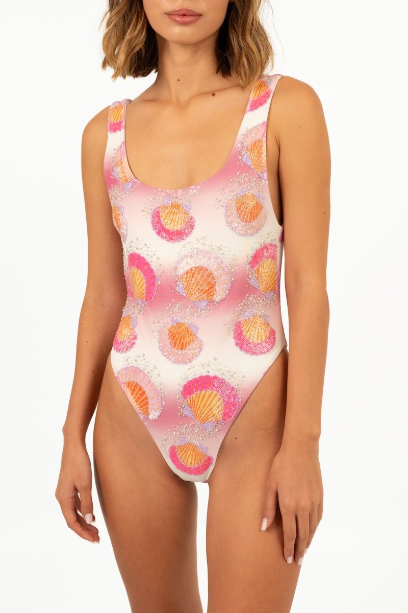 Belle Hand Beaded Swimsuit | Pink