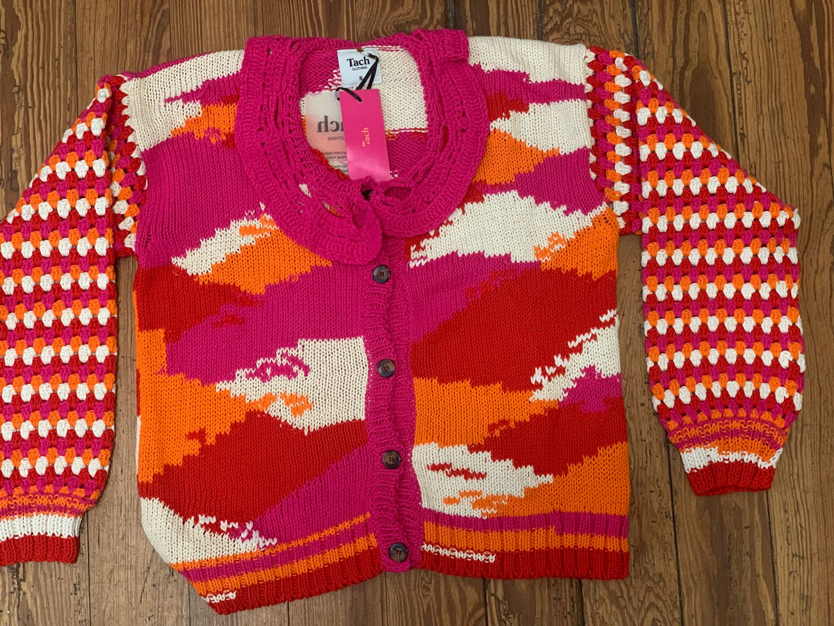 Mireia Crochet Cardigan | Orange  &  Pink