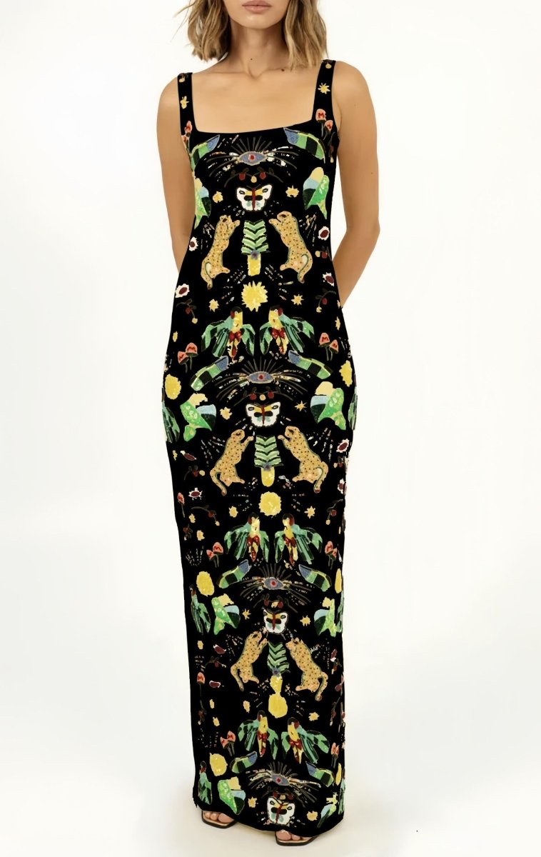 aurelia floral maxi dress Aurelia Maxi Dress Multi Colour Black – Miami Sample