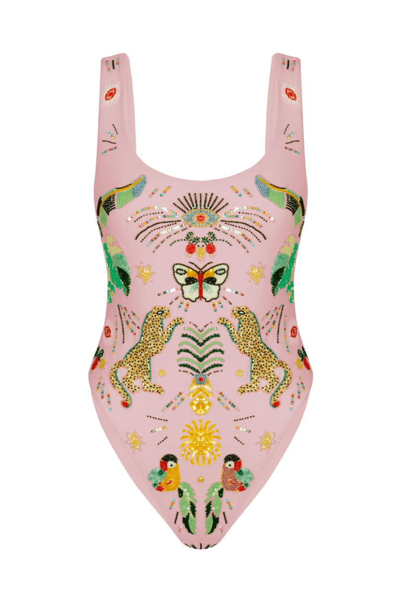 Willow Hand Embroidered Swimsuit Multi Colour Pink