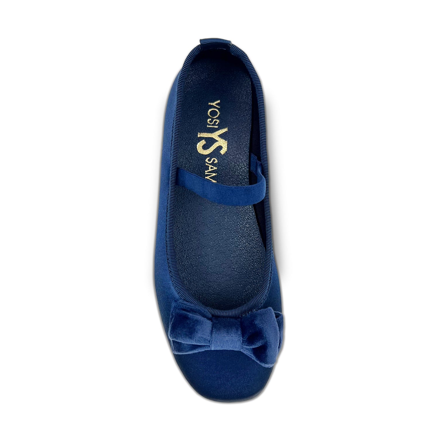 Miss Emory Flat in Navy Satin - Kids - Yosi Samra  - Kids' Flats