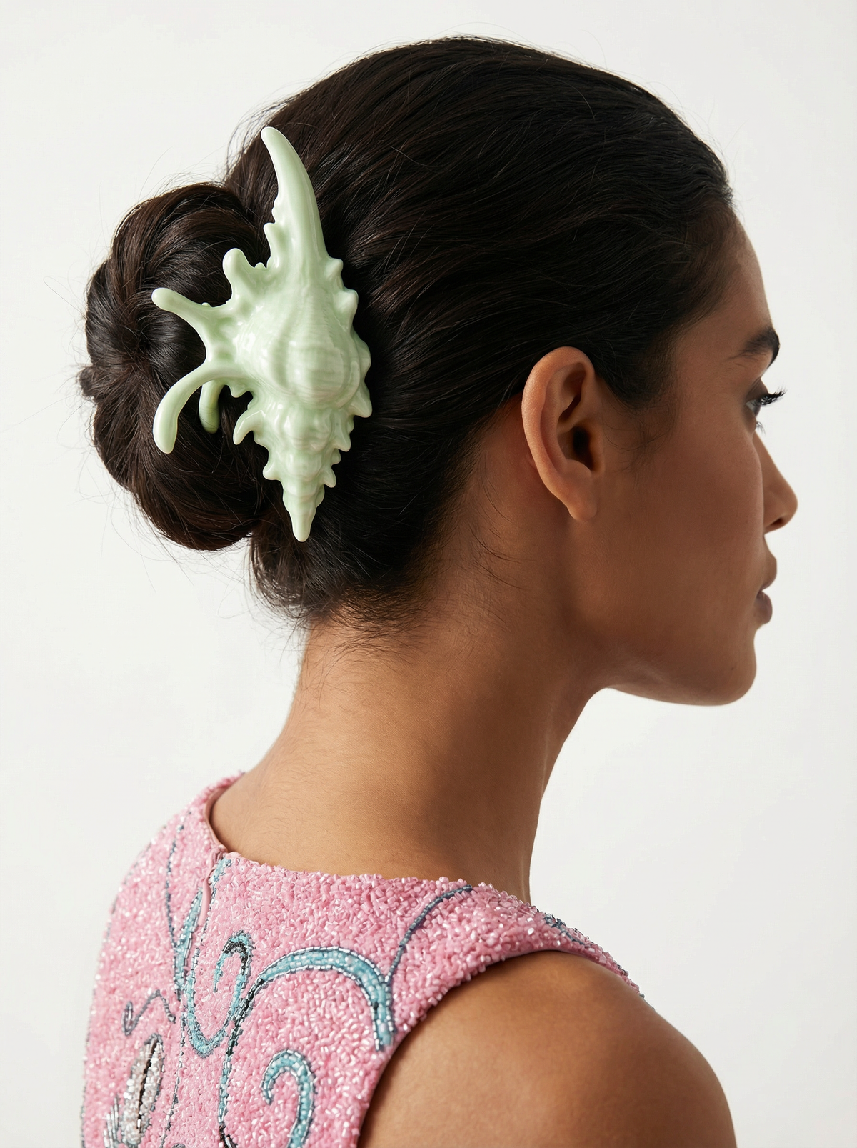 Nerina Coral Hair Clip Green