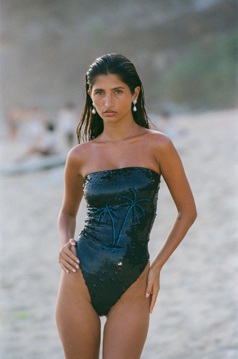 Chrissy Sequin Swimsuit | Black