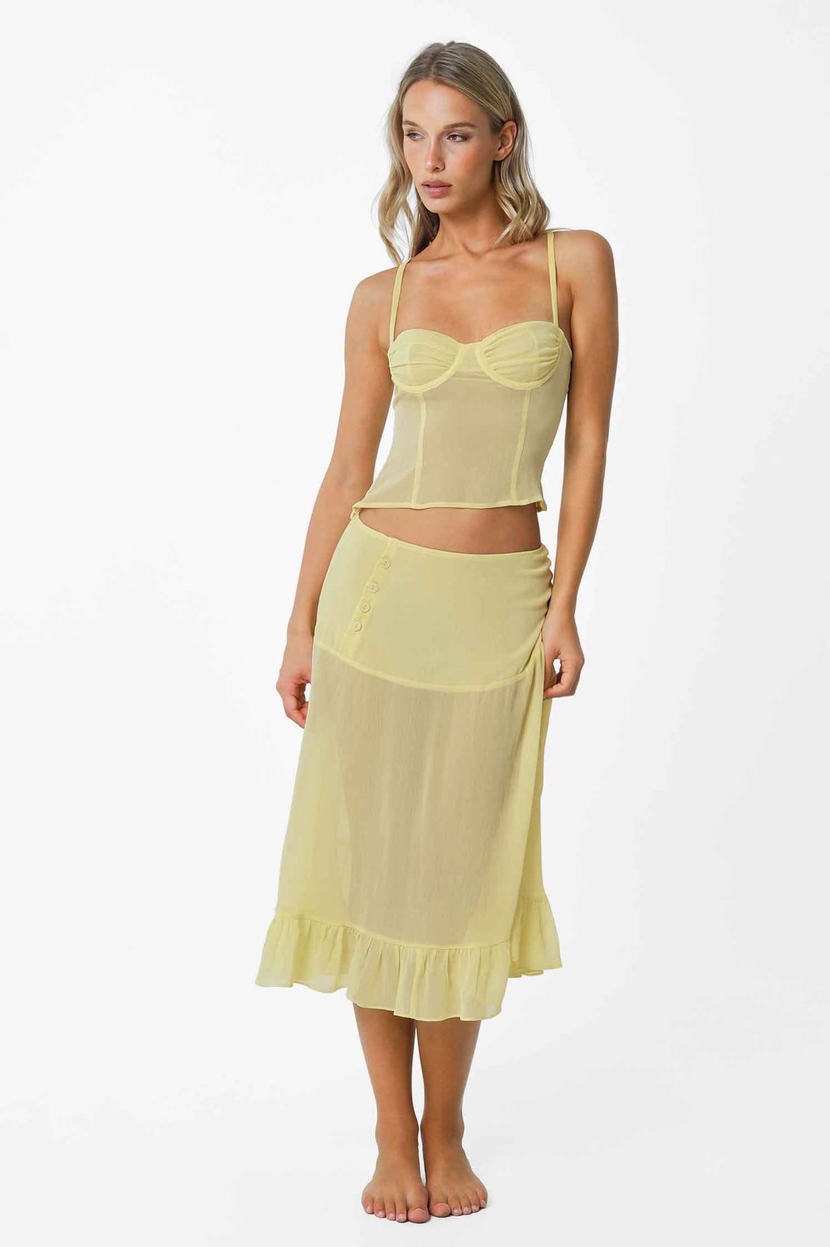 Margaret Mesh Wrap Skirt / Butter Yellow FINAL SALE