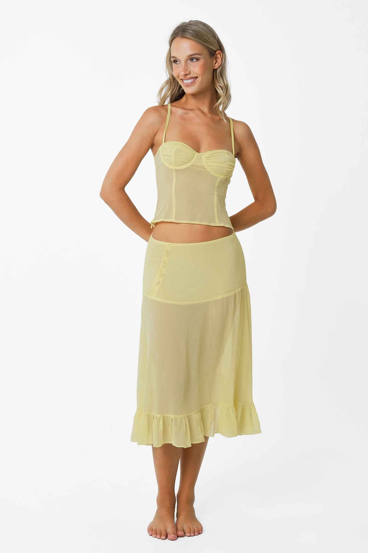Margaret Mesh Wrap Skirt / Butter Yellow FINAL SALE
