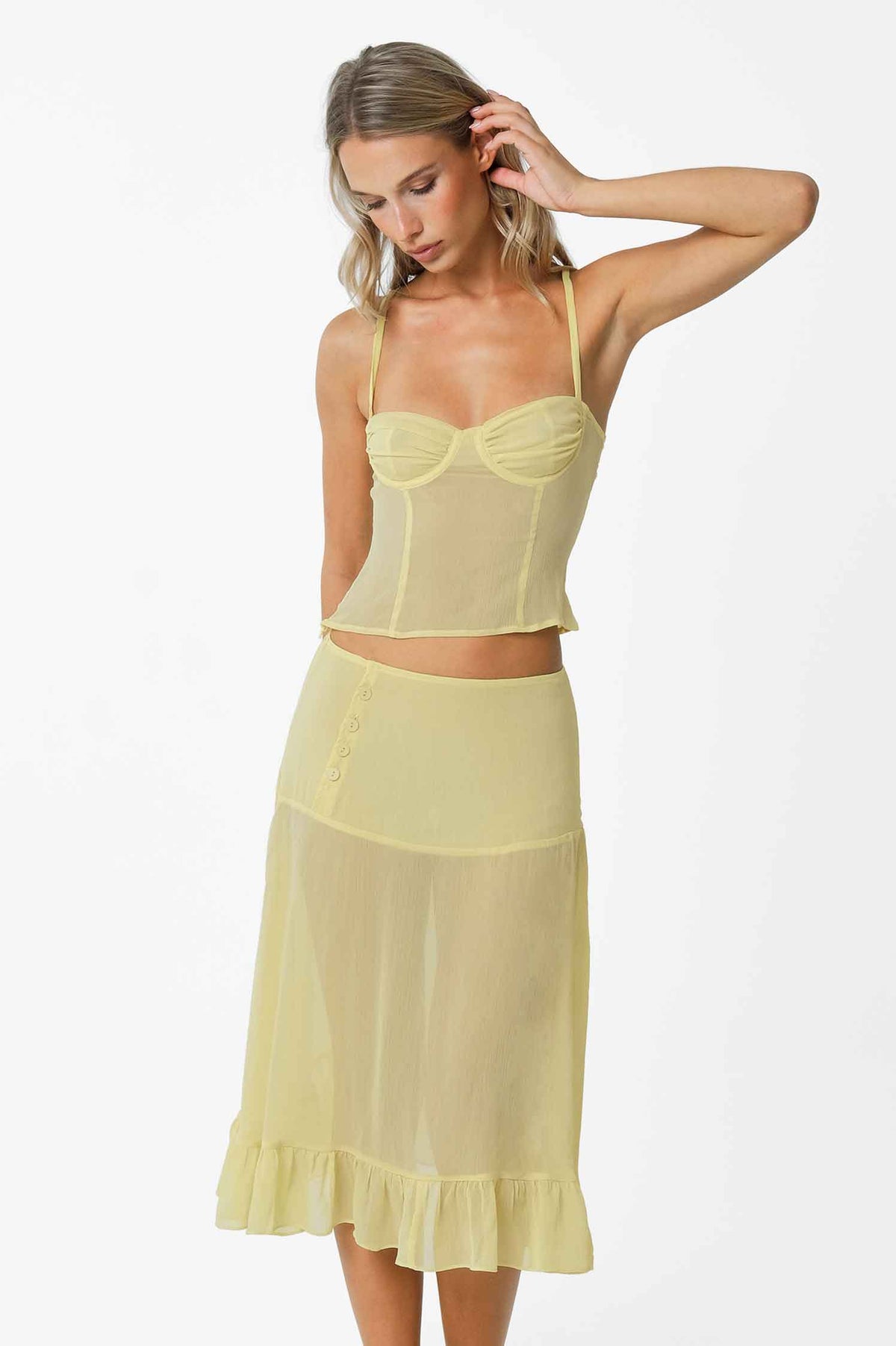 Margaret Mesh Wrap Skirt / Butter Yellow FINAL SALE