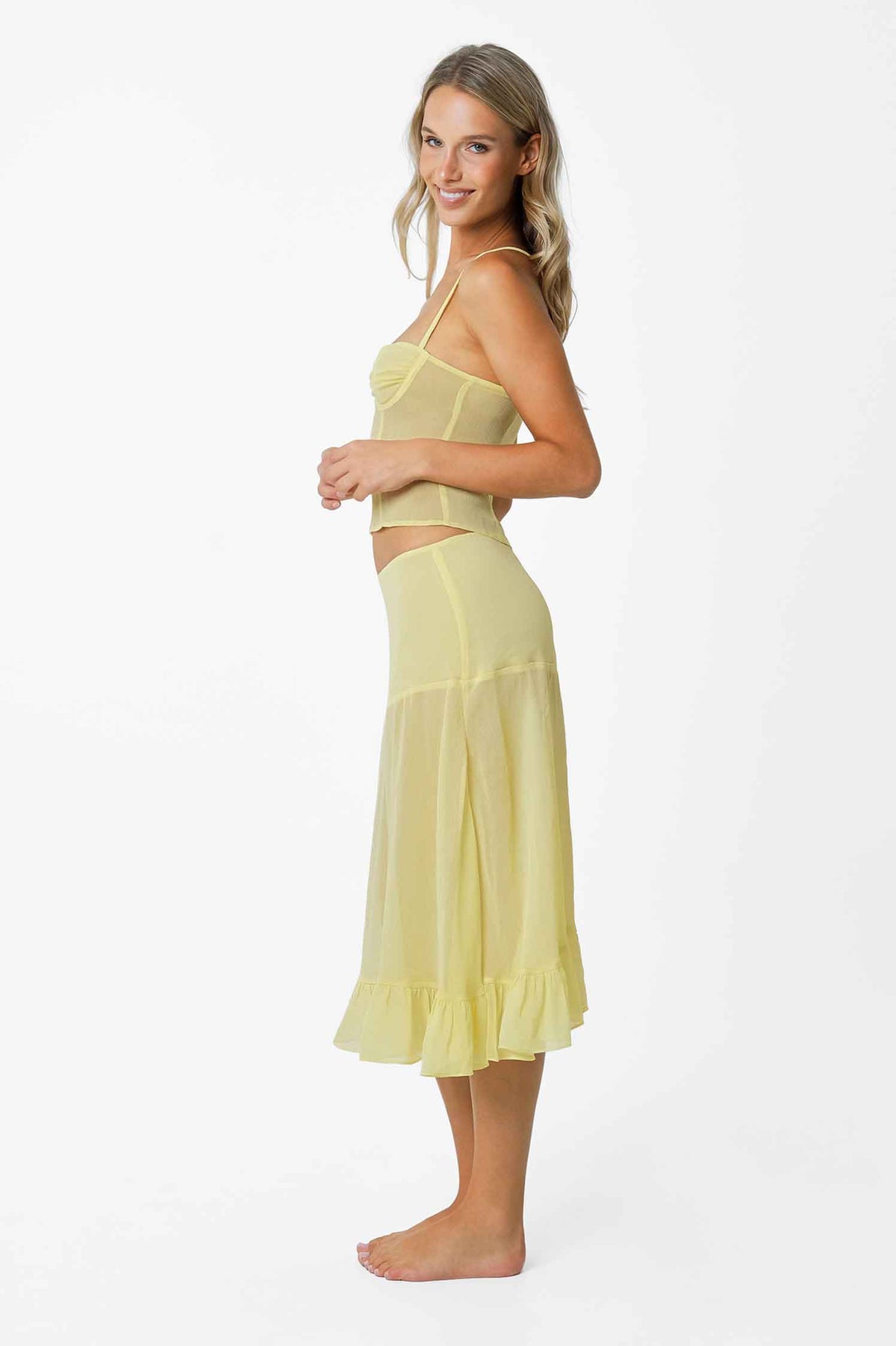 Margaret Mesh Wrap Skirt / Butter Yellow FINAL SALE