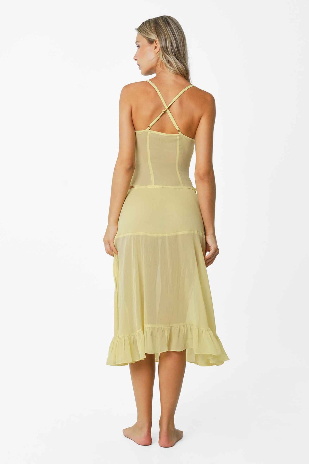 Margaret Mesh Wrap Skirt / Butter Yellow FINAL SALE