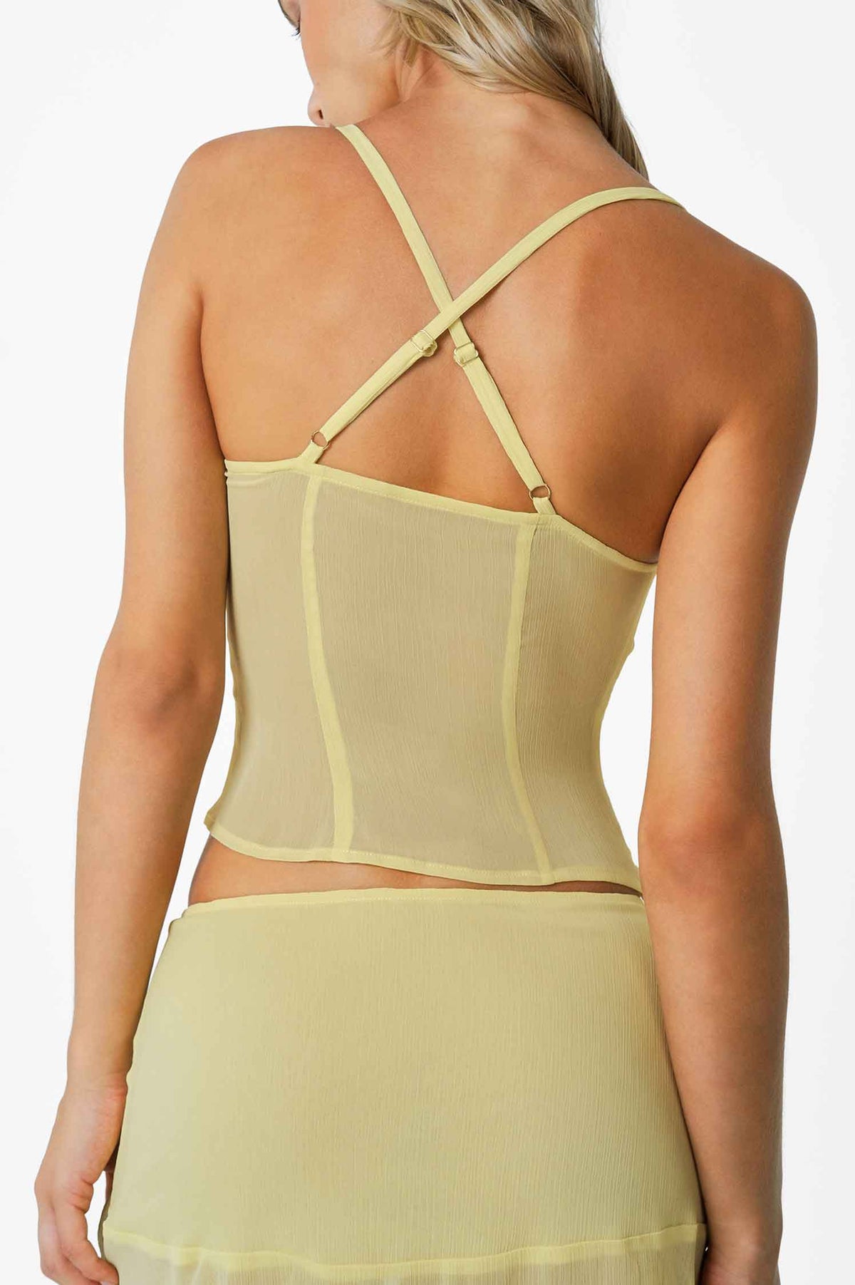 Margaret Mesh Milkmaid Top / Butter Yellow FINAL SALE
