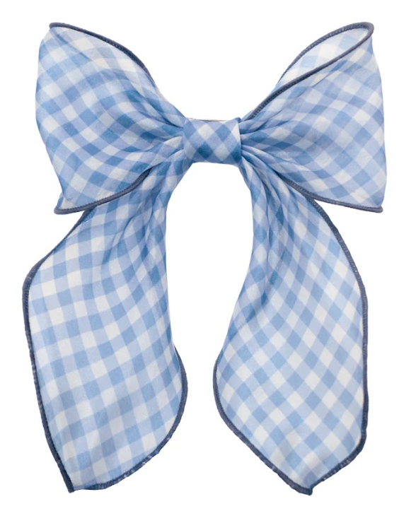 Bow Barrette in Baby Blue Gingham