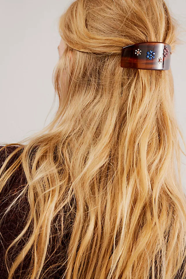 Ponytail Barrette in Tortoise Daisy