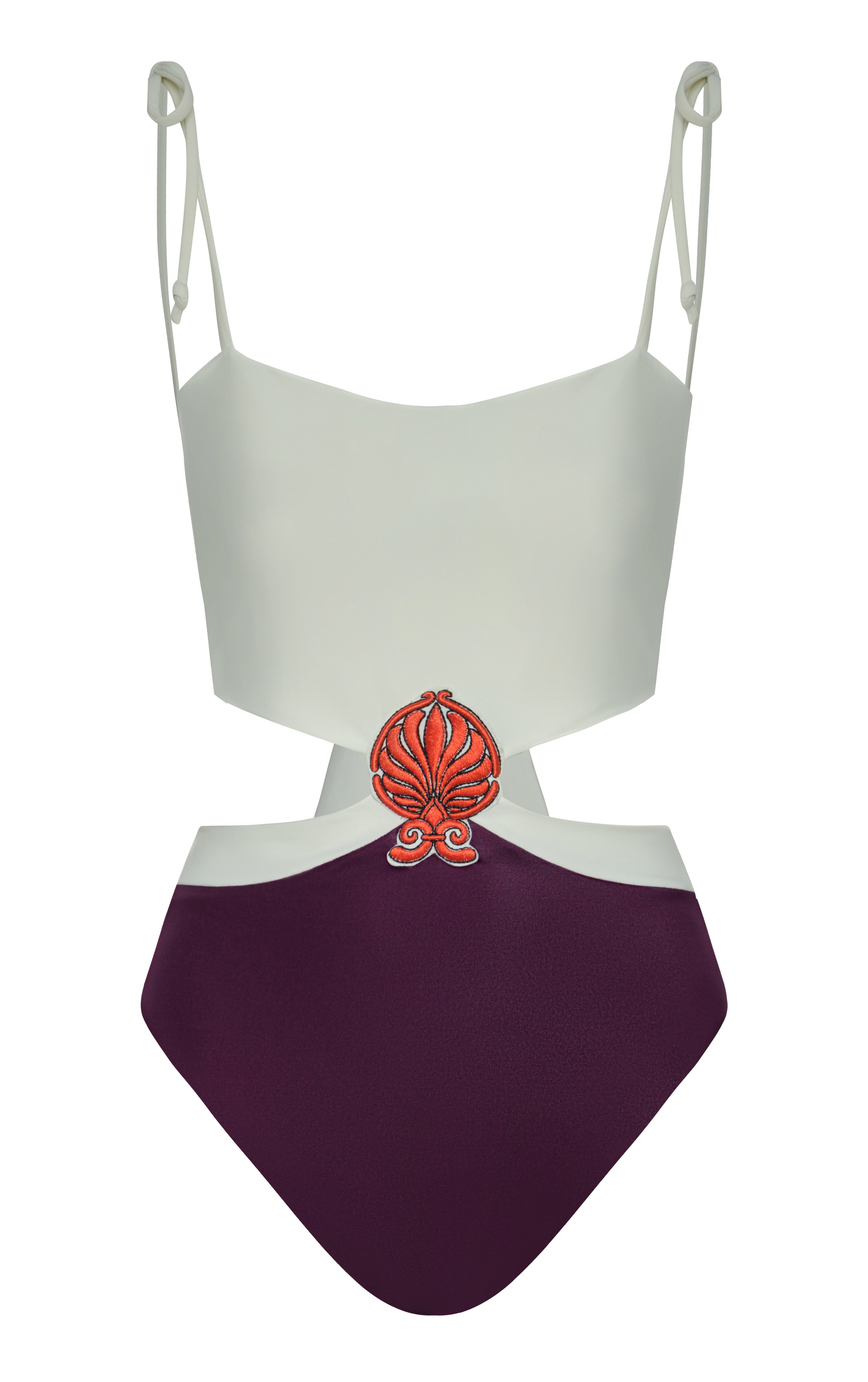 Pestana Embroidered One Piece / Purple - Ivory