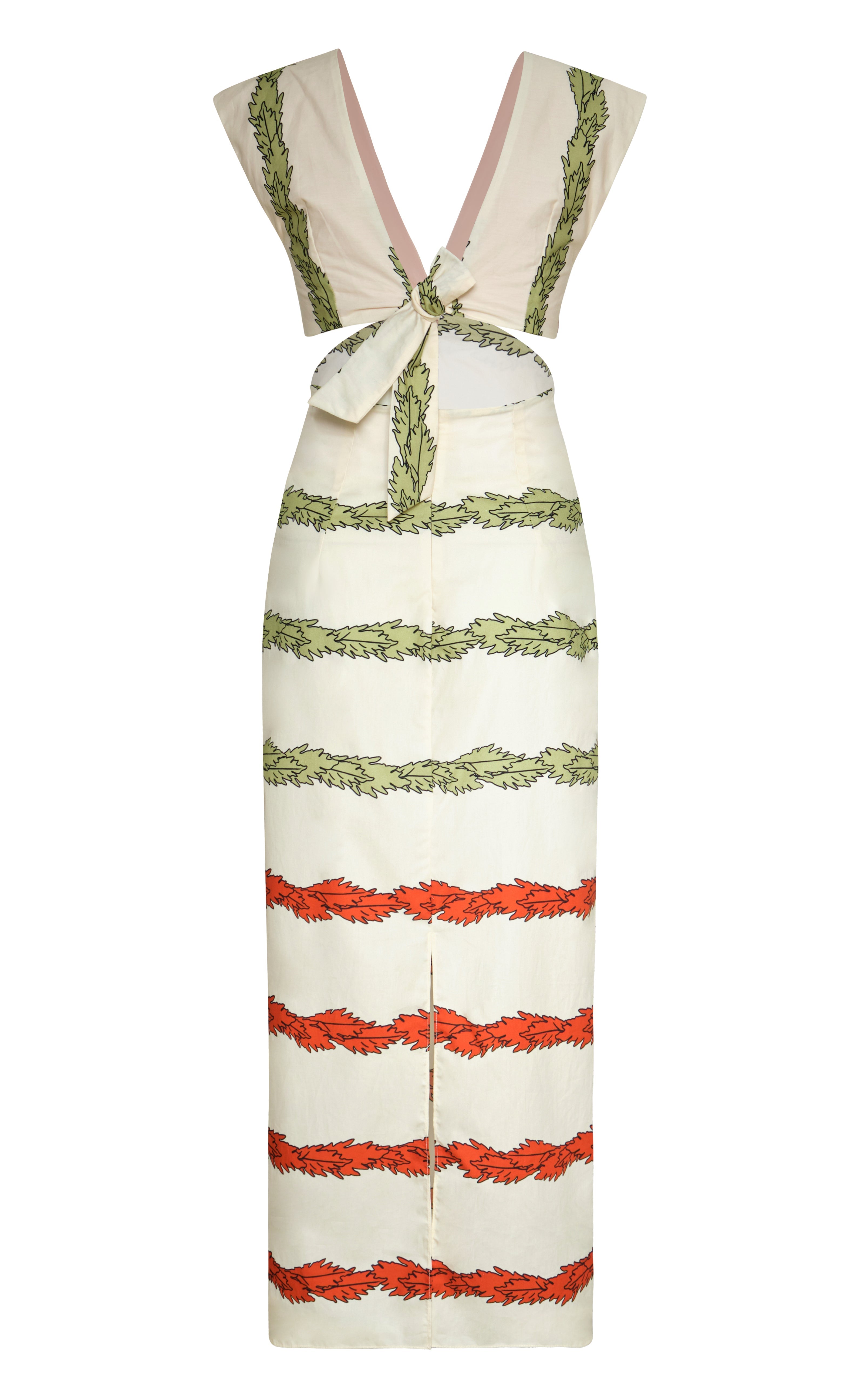 Quinto Sol Cotton Midi Dress / Ivory Striped Helechos