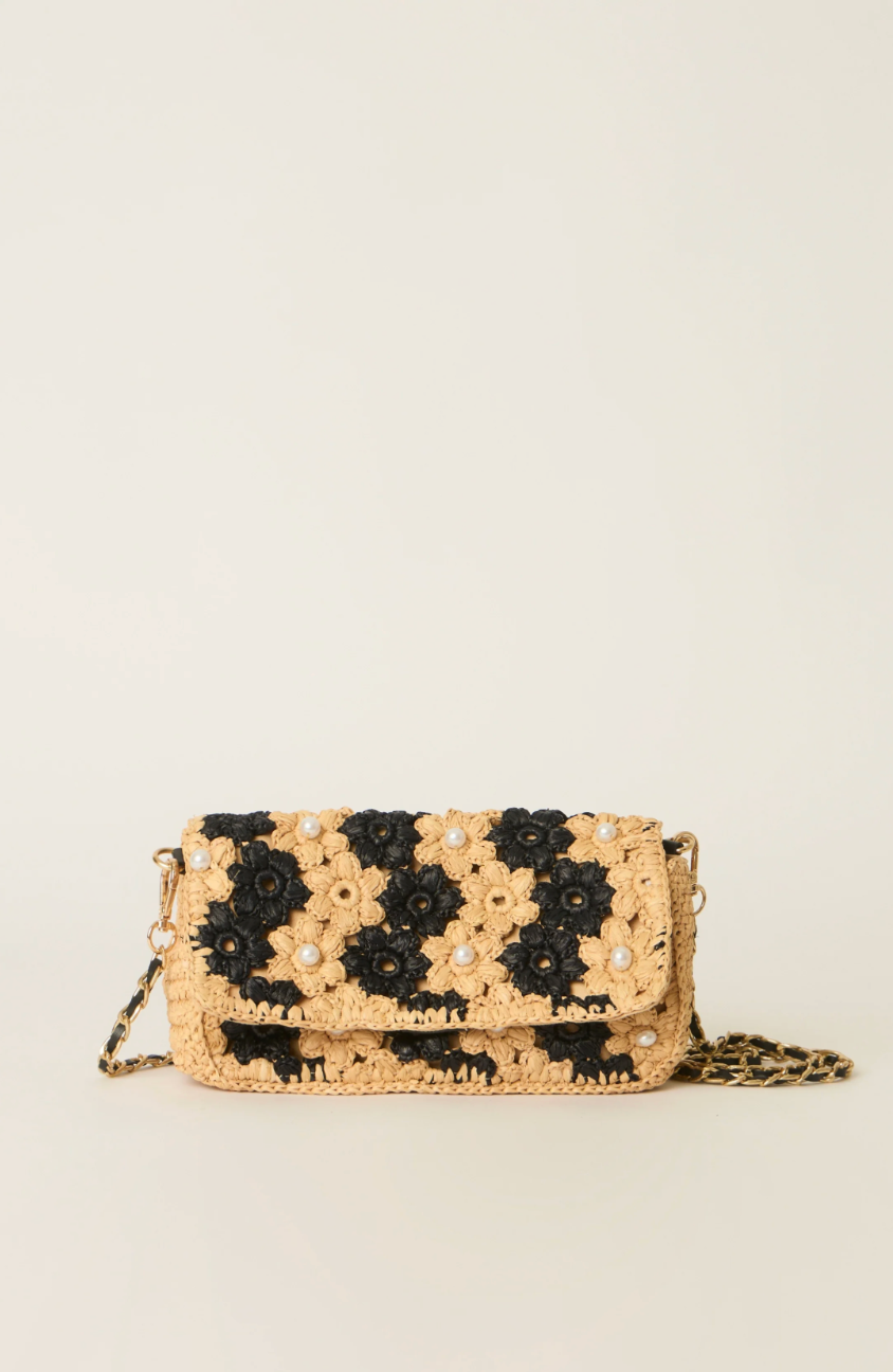Shiloh Flower Crossbody | Black/natural
