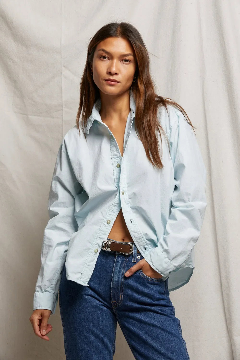 james cotton poplin button up | iced aqua