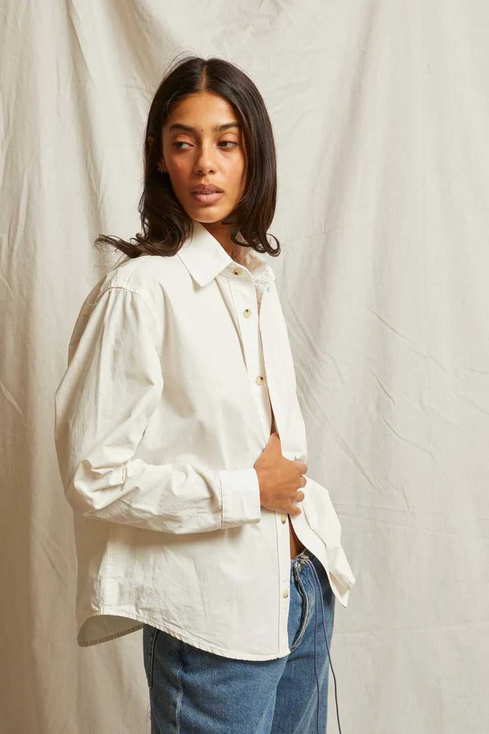 james cotton poplin button up | bright ivory