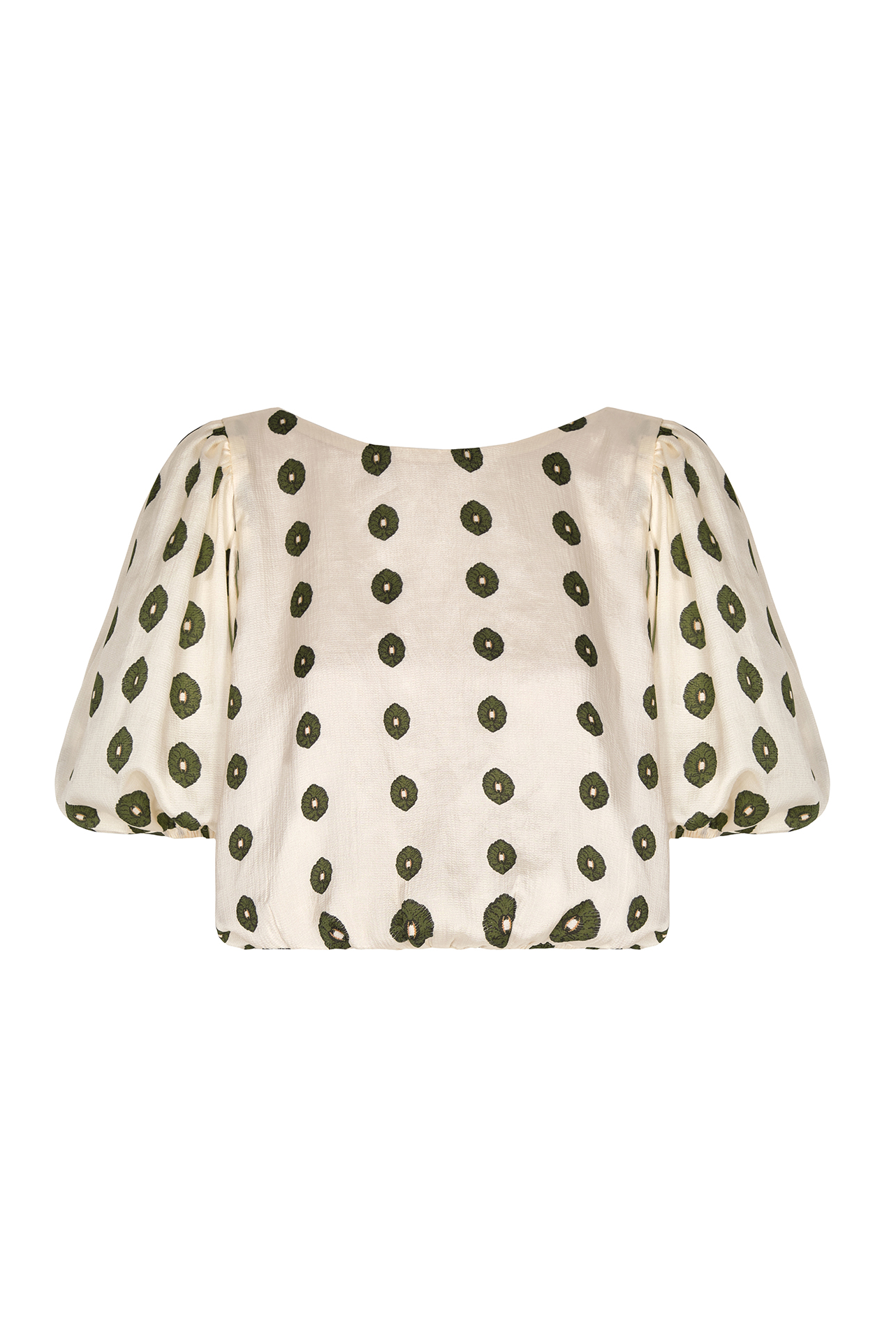 Guayacan Silk Martellato Blouse / Ivory Green Chintz