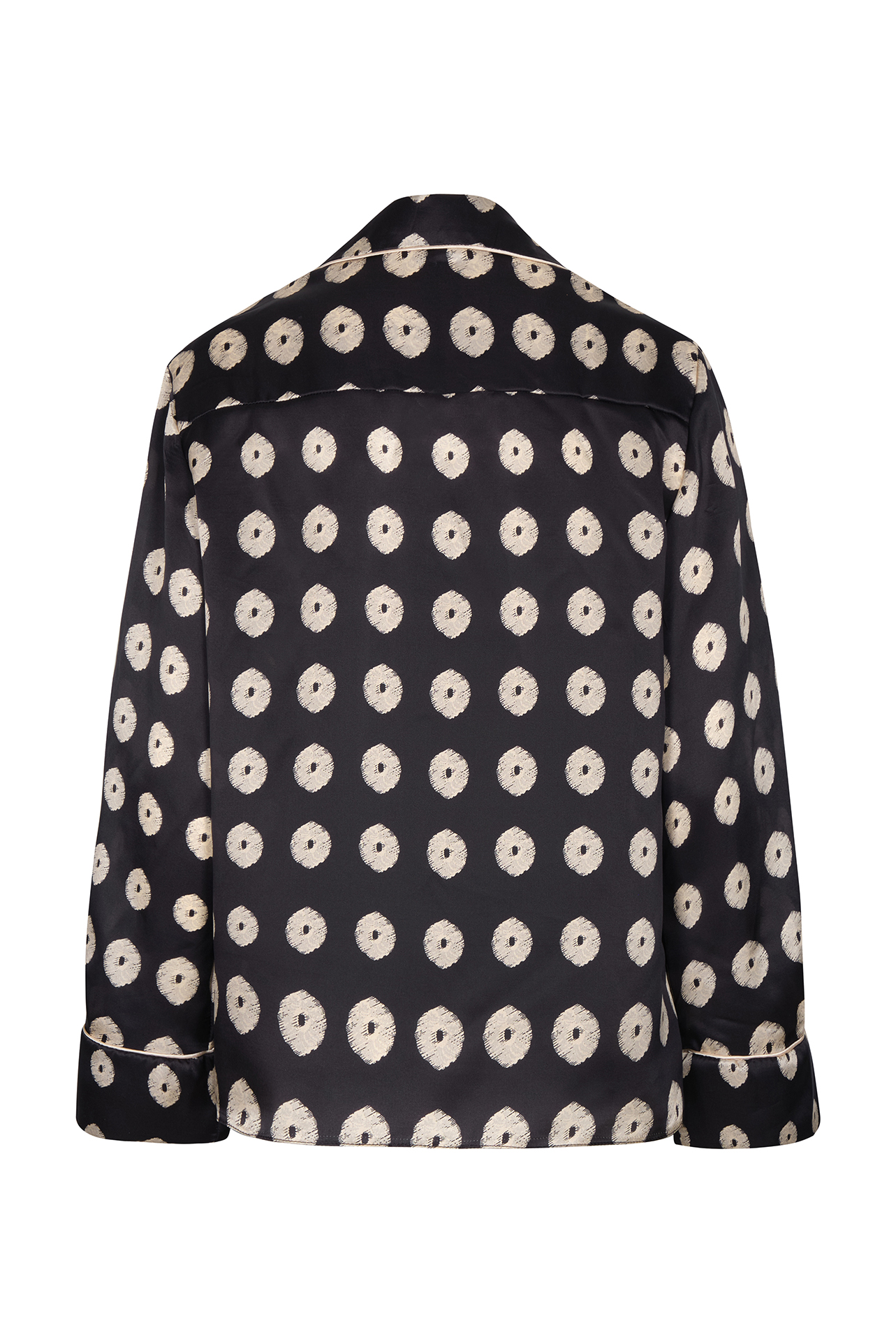 Noches de Luna Satin Silk Blouse / Black Mini Palms Cream