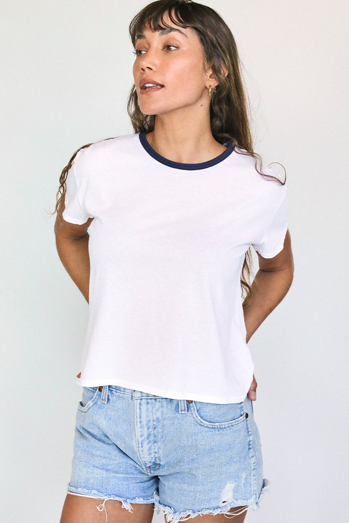 keys ringer tee boxy ringer crew neck tee | true black