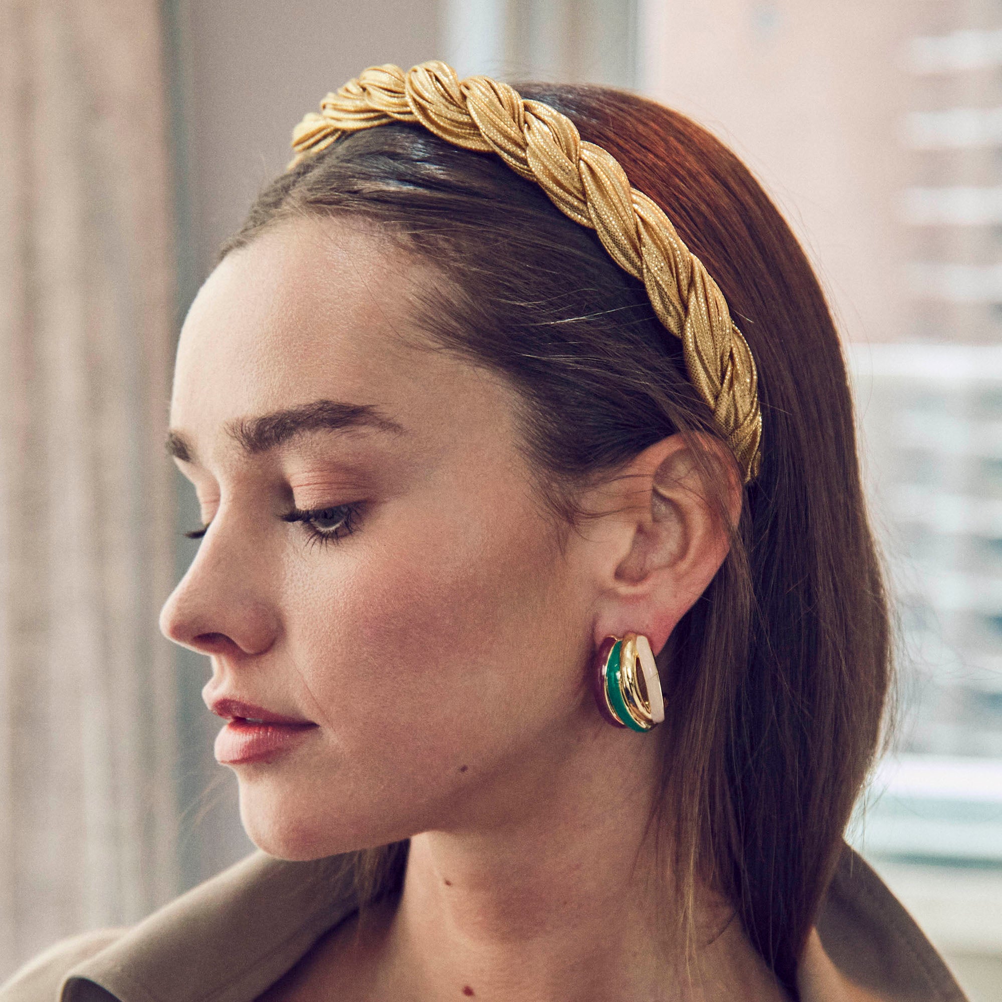 Lele Sadoughi EARRINGS JADE MULTI STACKING HOOP EARRINGS