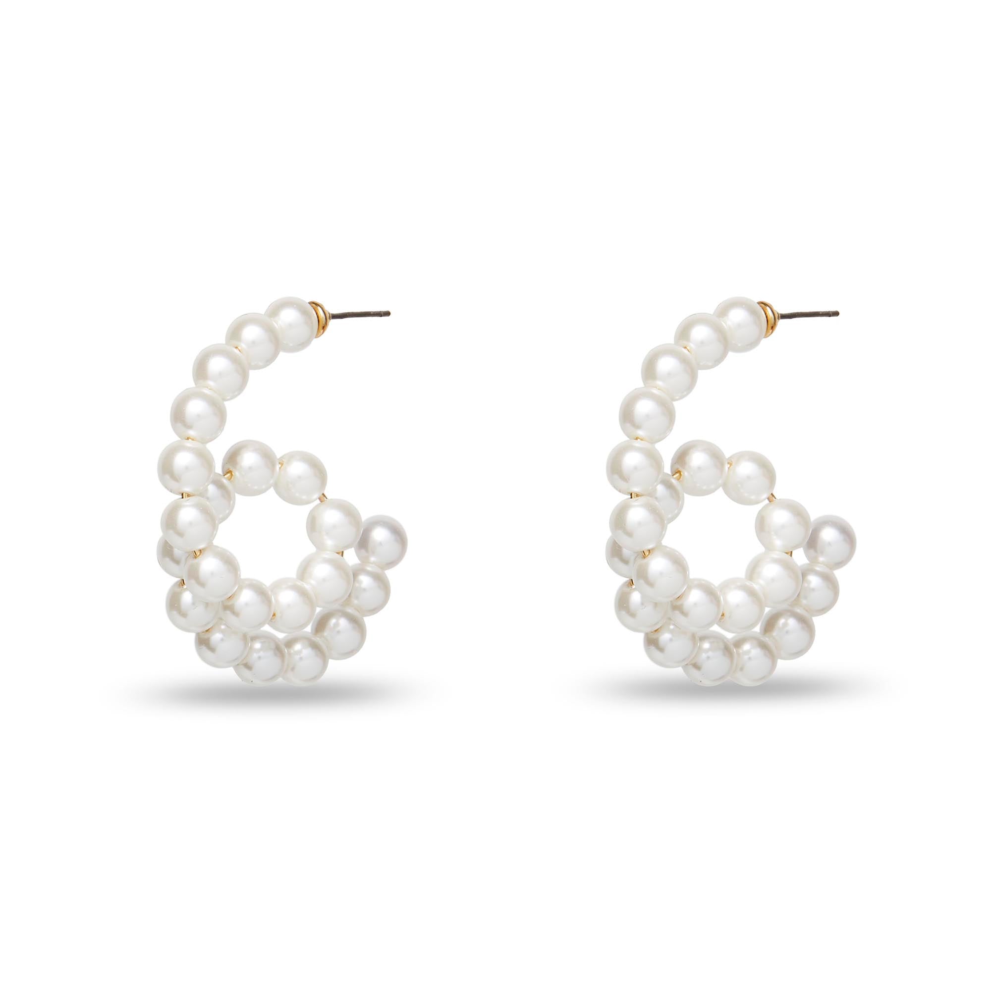 Lele Sadoughi EARRINGS ONE SIZE PEARL LOOP-DE-LOOP HOOP EARRINGS